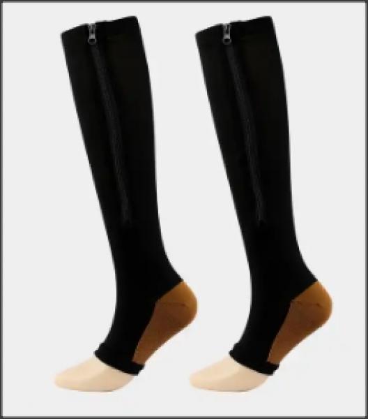 Kompressionsstrümpfe mit Reißverschluss 18-21 mmHg und offenen Zehenbereich 3 Paar